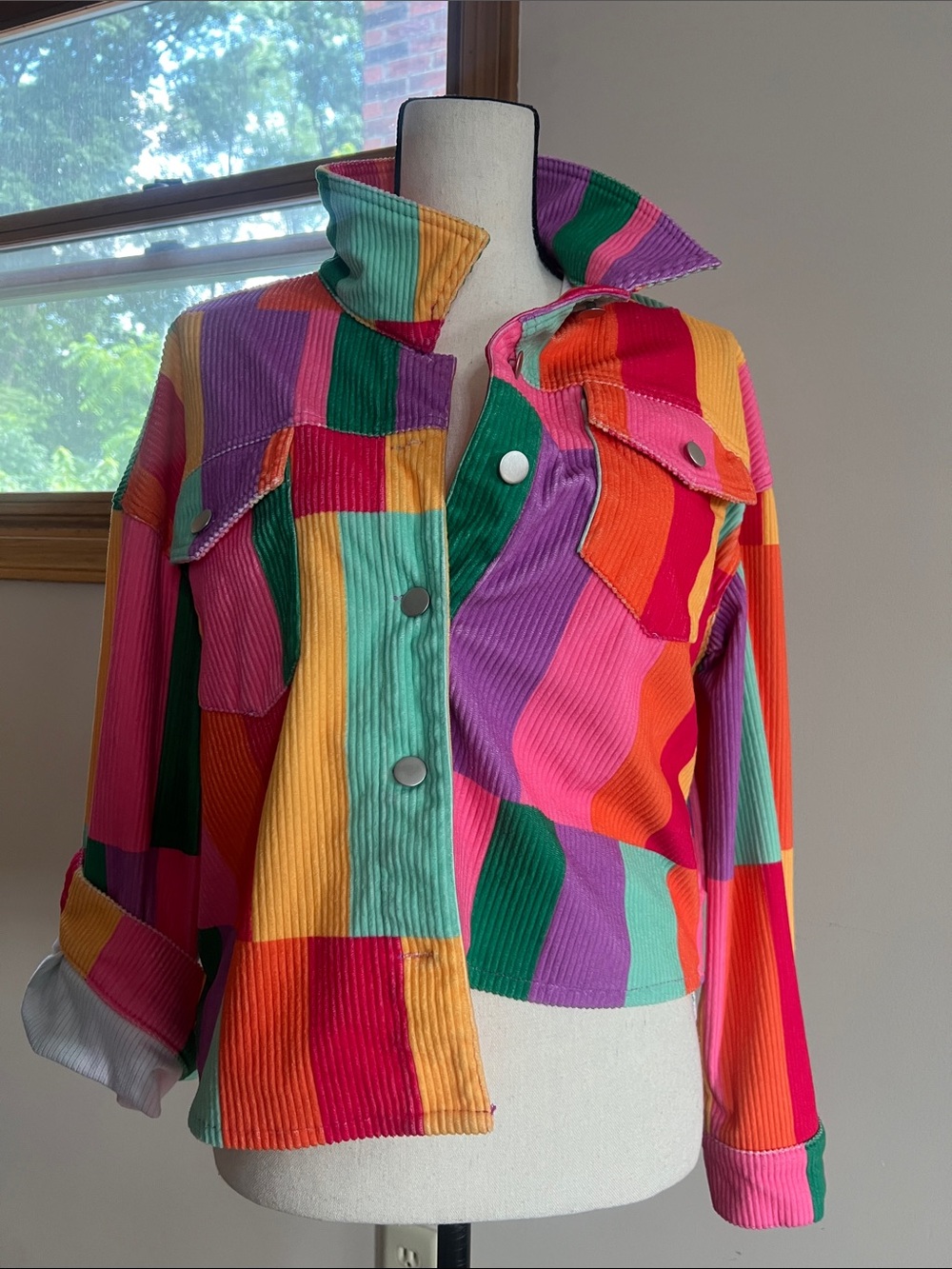 🌈☔️🌺 Patchwork Corduroy Jacket - Multicolor